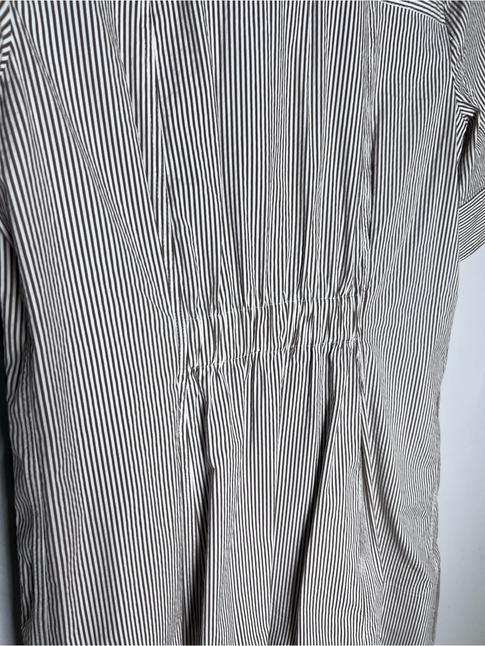 ME+EM Seersucker Stripe Mini Shirt Dress With Belt Chocolate/White Sz 4 - Picture 6 of 9
